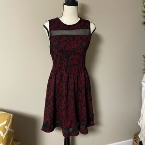 Whimsy Fairy goth red and black dress with sheer openings fit and flare Sz M
